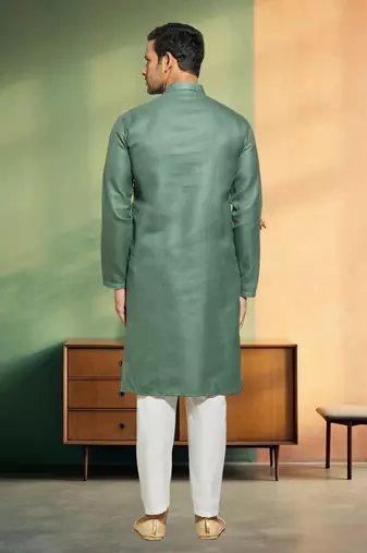 Pintex pista green cotton kurta pyjama indian traditional ethnic wear