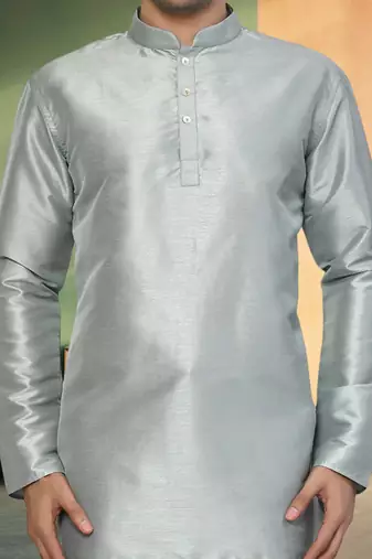 Short kurta pant silver color traditional look for men's