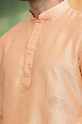 Orange cotton short kurta pyjama for men's 4