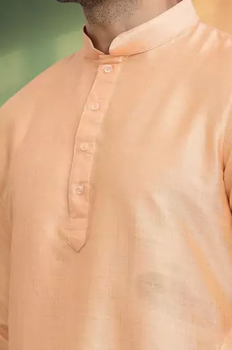 Orange cotton short kurta pyjama for men's