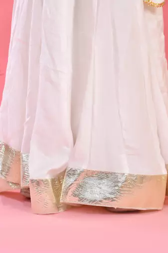 Girl's Pink Flared Lehenga with Halter Neck Top Set