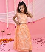 Girl's Peach Tie Dye Lehenga and Top Set
