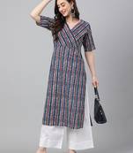 Eskort Creations Striped Pattern Half Sleeve Printed Kurta