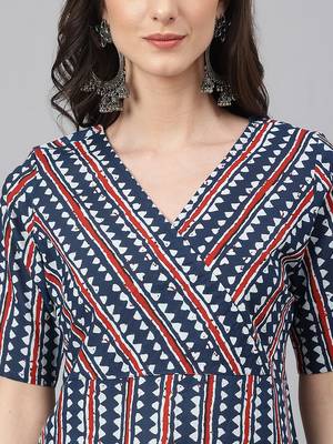 Eskort Creations Striped Pattern Half Sleeve Printed Kurta 4