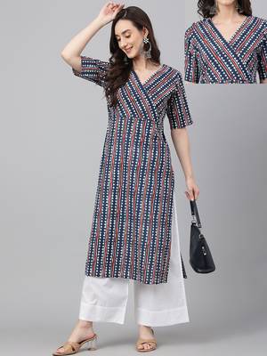 Eskort Creations Striped Pattern Half Sleeve Printed Kurta 6