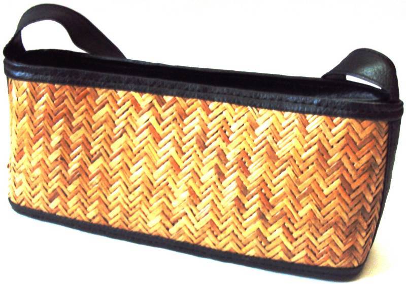 Ladies Cane Woven Leather Black Strap handbag 