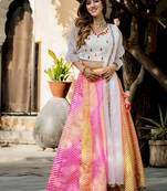 Multi Art Silk Fabric Digital Printed With Embroidery Work Lehenga Choli