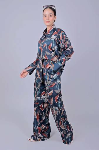 Women's printed co-ord set dark blue