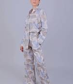 Women's printed co-ord set off-white paper texture