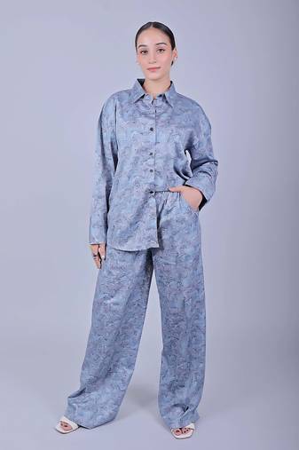 Women's printed co-ord set rock blue