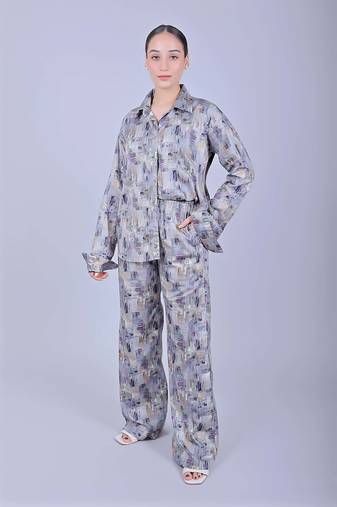Women's printed co-ord set santa grey