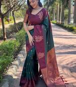 Green soft silk weaving jari graceful ceremonial saree