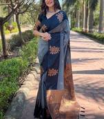 Grey soft silk weaving jari graceful ceremonial saree