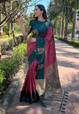 Pink soft silk blend weaving zari graceful ceremonial saree 1