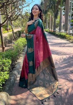 Pink soft silk blend weaving zari graceful ceremonial saree 3