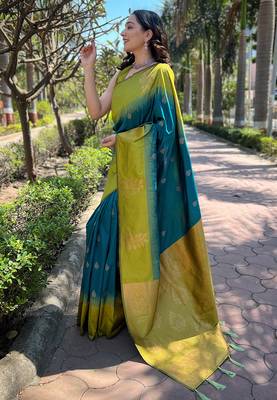 Rama soft silk blend weaving zari graceful ceremonial saree 3