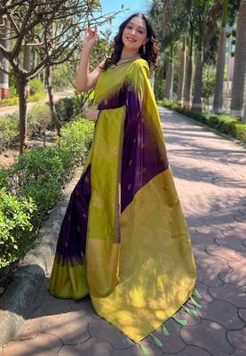 Wine soft silk blend weaving zari graceful ceremonial saree 3