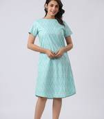 Vyom tara women's sustainable bci cotton aqua and white night dress