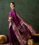 Purple silk woven jacquard traditional rich saree