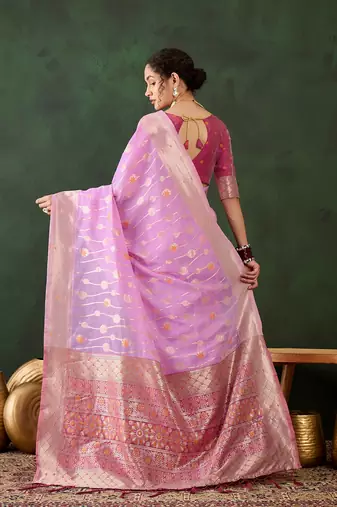 Purple poly cotton Woven graceful ethnic partywear saree