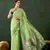 Green poly cotton Woven indian rich cultural looks saree