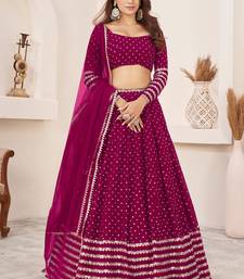 Pink Zari Sequins Embroidered Georgette Indian Designer Wedding lehenga choli dress