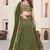 Olive Green Colored Zari Sequins Embroidered Georgette Indian Lehenga Dress Designs