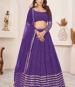 Gorgeous Violet Zari Sequins Embroidered Georgette Designer Indian Lehenga Choli Designs