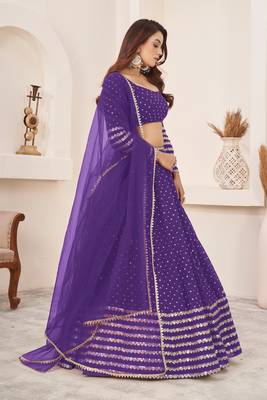Gorgeous Violet Zari Sequins Embroidered Georgette Designer Indian Lehenga Choli Designs 3