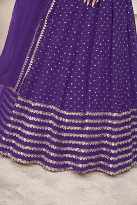 Gorgeous Violet Zari Sequins Embroidered Georgette Designer Indian Lehenga Choli Designs 5