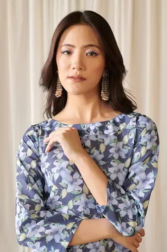 Space blue dhoti jumpsuit