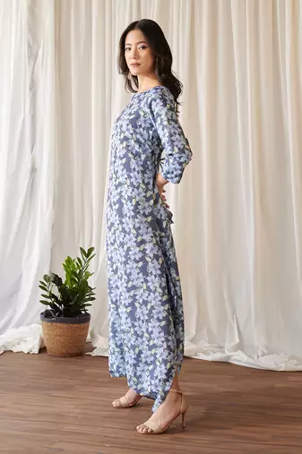 Space blue dhoti jumpsuit