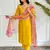 Yellow viscosee chanderi embroidery work with printed ethnic readymade salwar kameez