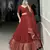 Rust Red Chanderi Foil Print Border Lehenga Choli for Wedding 