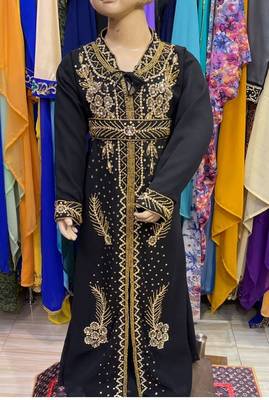 Black Kids Kaftan Georgette Embroidered Stone work Stitched Dress Party Wear Wedding Dresses 1