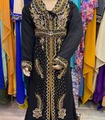 Black Kids Kaftan Georgette Embroidered Stone work Stitched Dress Party Wear Wedding Dresses