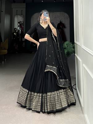 Black Chanderi Zari Work Lehenga Choli 1
