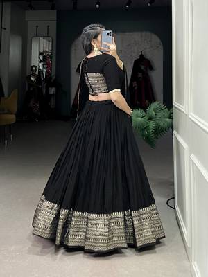 Black Chanderi Zari Work Lehenga Choli 3