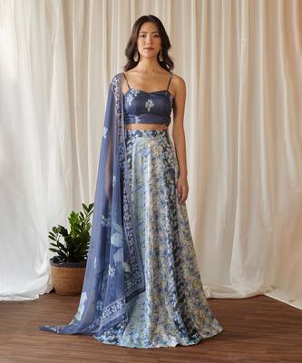 Blue Saavan Kali Lehenga 1