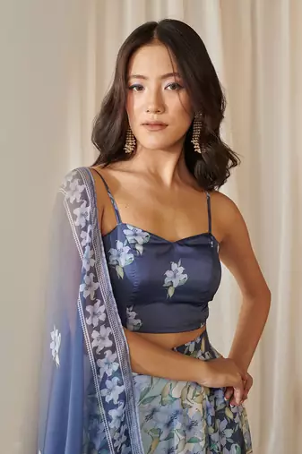 Blue Saavan Kali Lehenga