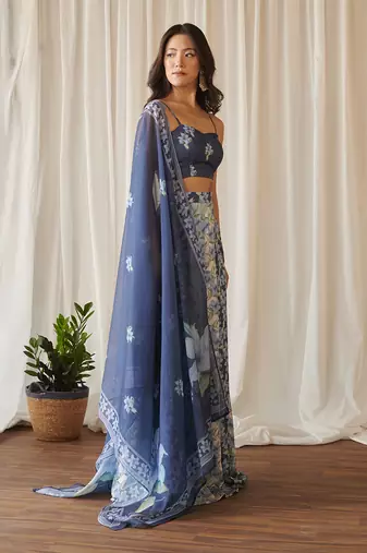 Blue Saavan Kali Lehenga