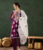 Magenta rayon designer chikankari embroidery work work classy formal looks reaymade suit