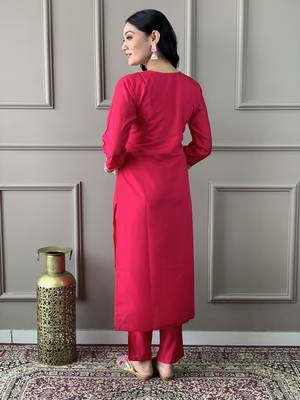Pink viscosee chanderi embroidery work ethnic ceremonial salwar kameez 2