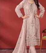 Beige organza fabric designer embroidery work pakistani style salwar kameez