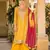 Yellow chinon bandhani printed heavy salwar kameez with jari and mirror embroidery work