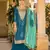 Teal chinon bandhani printed heavy salwar kameez with jari and mirror embroidery work