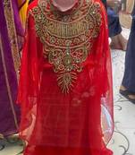 Red Kids Girls Kaftan Georgette Embroidered Stone work Stitched Dress Party Wear Wedding Dresses