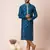 Blue jacquard silk men's kurta pajama set