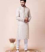 White men's kurta pajama set