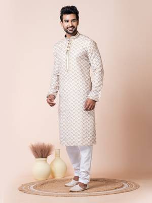 White men's kurta pajama set 2